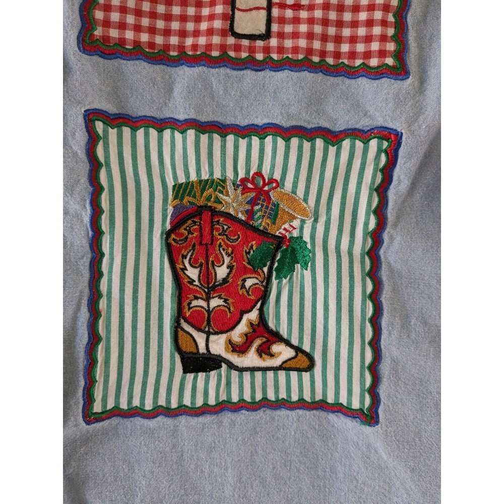 Vintage 90s Western Embroidered Christmas Denim Shirt Size 14 Large Cowboy - Picture 8 of 12